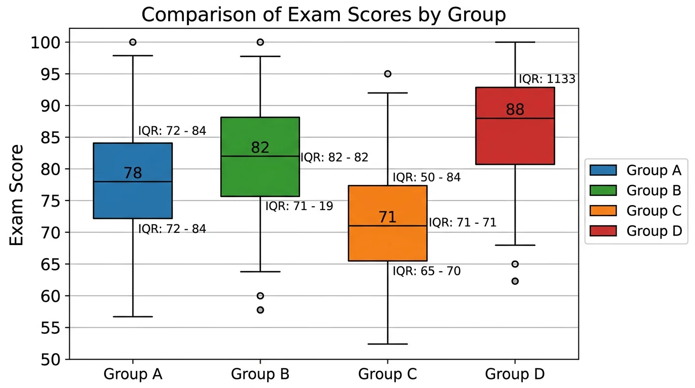 Multi-group comparison box plot for statistical analysis
