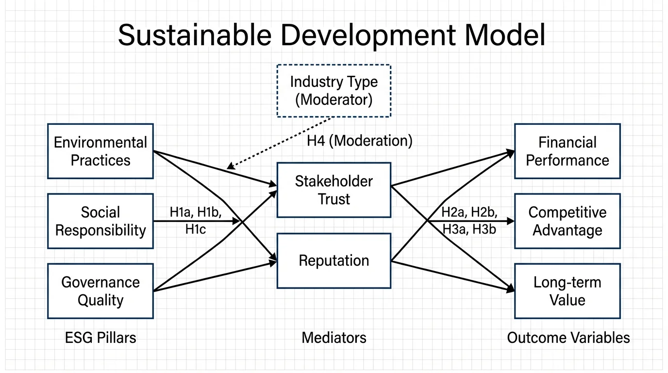 ESG conceptual framework showing environmental and social factors affecting firm performance.