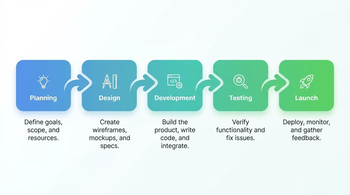 Step-by-step process flowchart for project management presentations